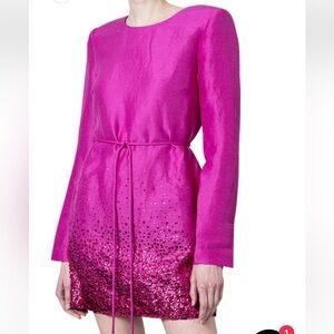 Aje Reflections Magenta sequin mini dress